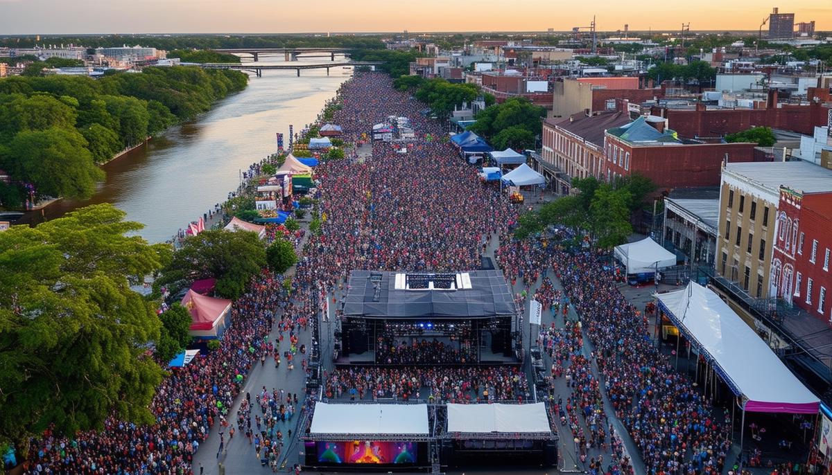 french quarter festival aerial view