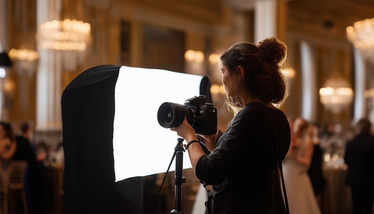 A gala photographer demonstrating various photography techniques