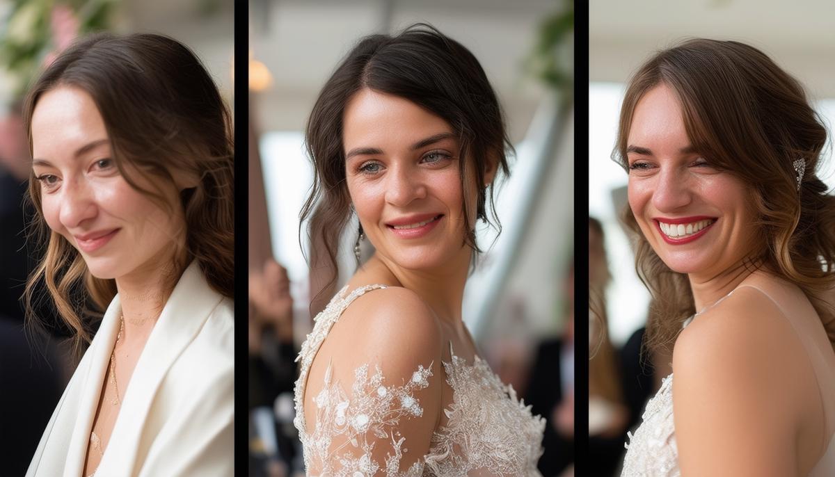 A triptych showing three different gala photography styles: reportage, candid, and posed