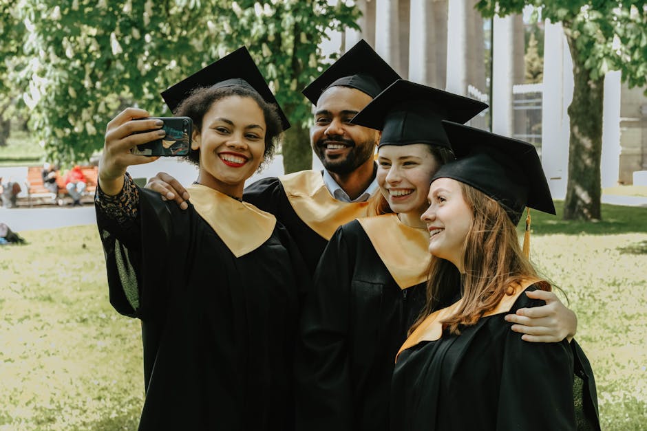A collage showcasing various graduation photo themes and concepts, from classic setups to modern twists