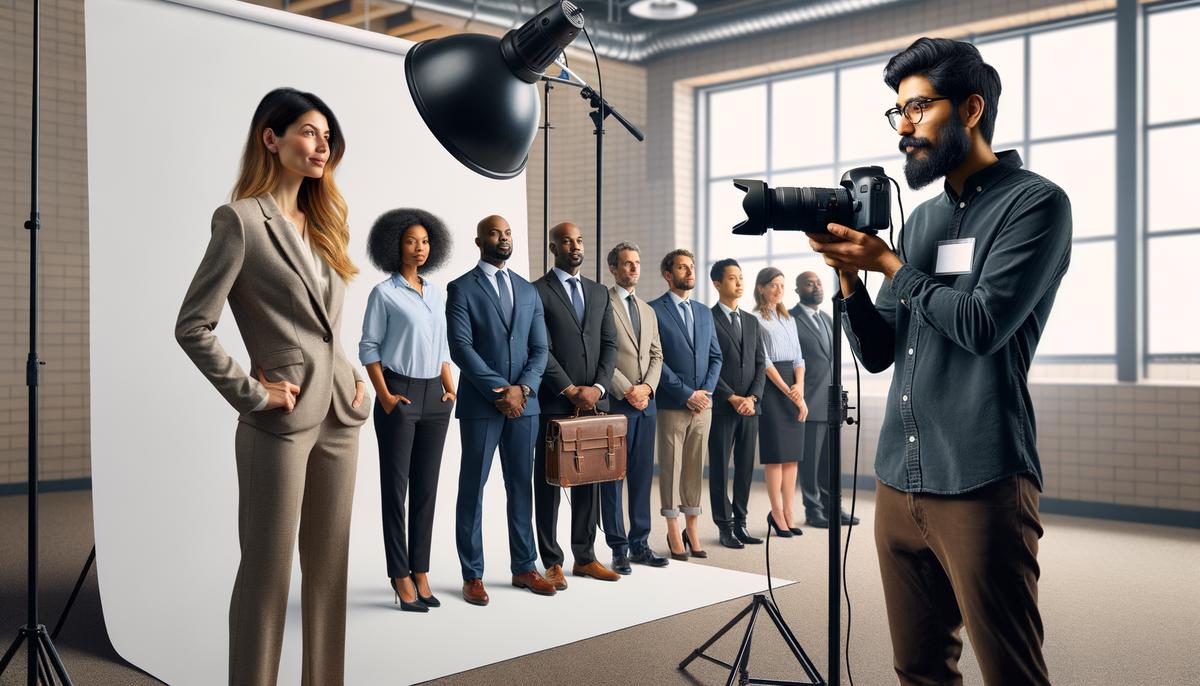 A professional headshot photobooth setup at a Denver business event