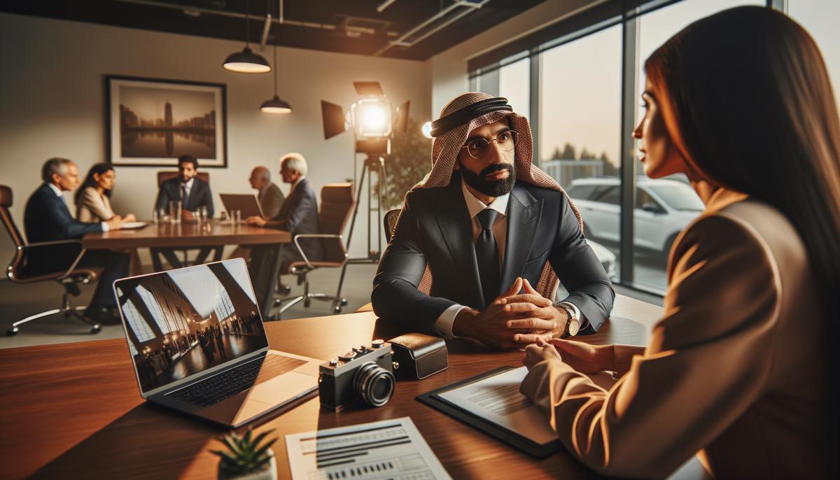 A client meeting with a San Francisco event photographer to discuss event details, goals, and expectations, demonstrating the importance of clear communication and planning in the hiring process.