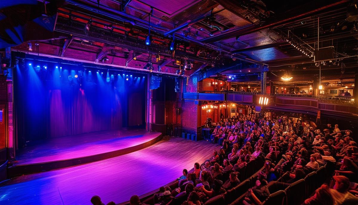 Interior view of the House of Blues in Boston, showing the stage and audience area