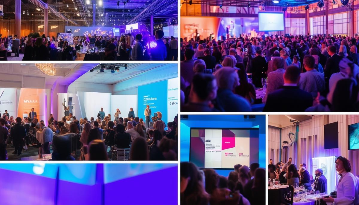 A collage showcasing the importance of event photography for brands, including images of well-attended events, engaged attendees, and powerful visual storytelling.