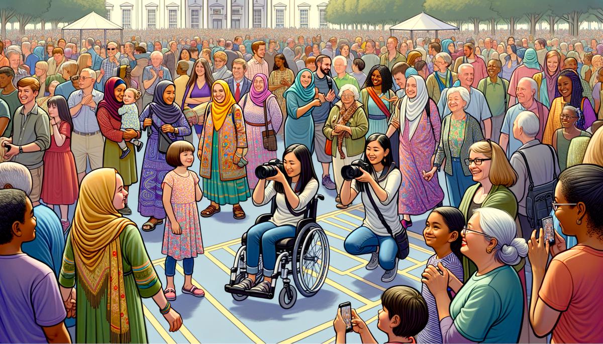 A diverse group of people at a Washington DC cultural event, showcasing inclusivity and accessibility in photography