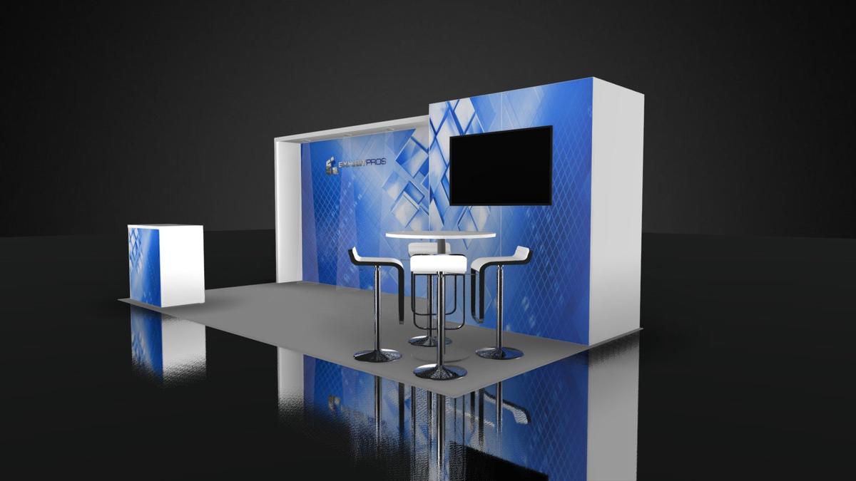 Eye-catching trade show booth with striking banners and innovative product displays