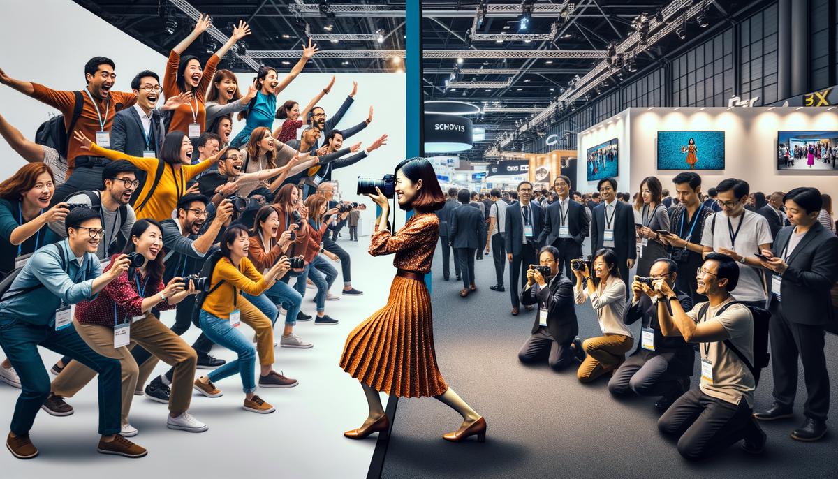 A split-screen image showing various innovative event photography techniques, including slow-motion booths and candid shots