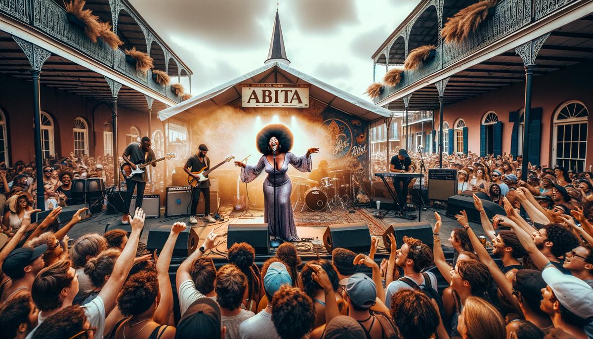 Irma Thomas, the Soul Queen of New Orleans, performing on the Abita Stage at the French Quarter Festival