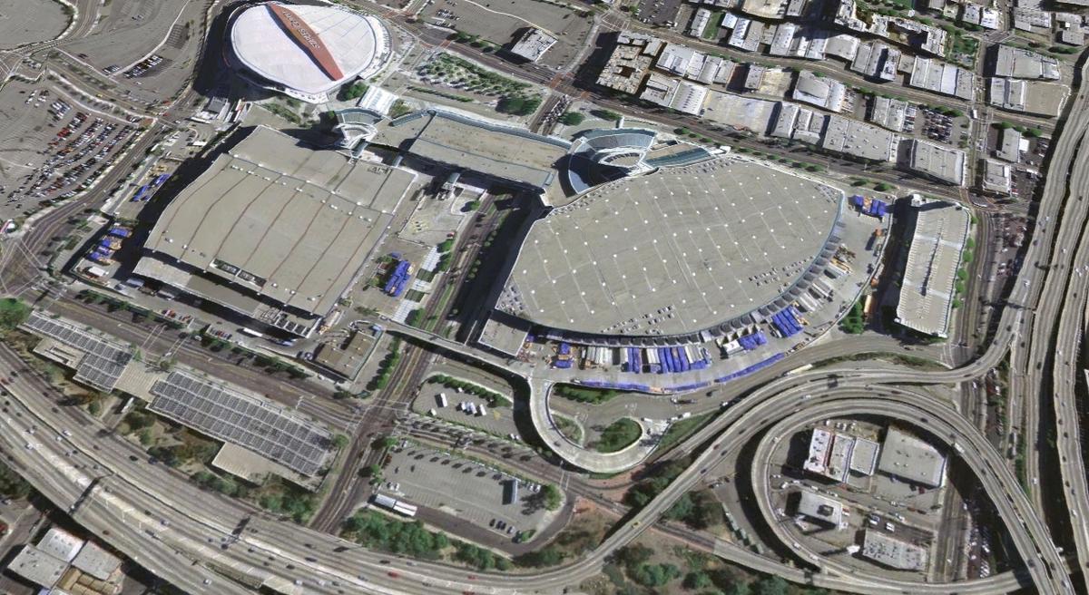 Exterior view of the Kay Bailey Hutchison Convention Center in Dallas