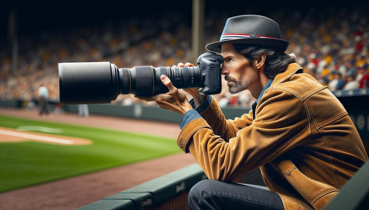 Kevin D. Liles photographing an Atlanta Braves baseball game
