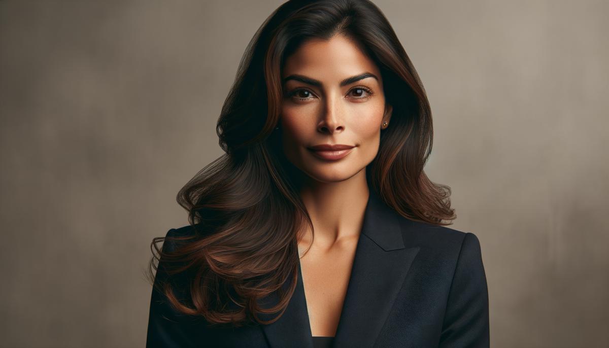 A well-composed portrait of a keynote speaker at a corporate event, utilizing lighting and framing techniques to convey authority and professionalism.