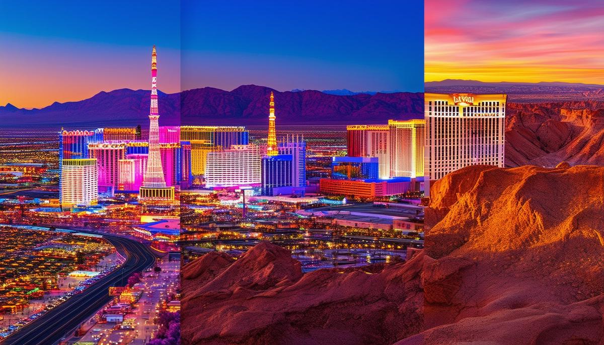 las vegas strip red rock canyon collage