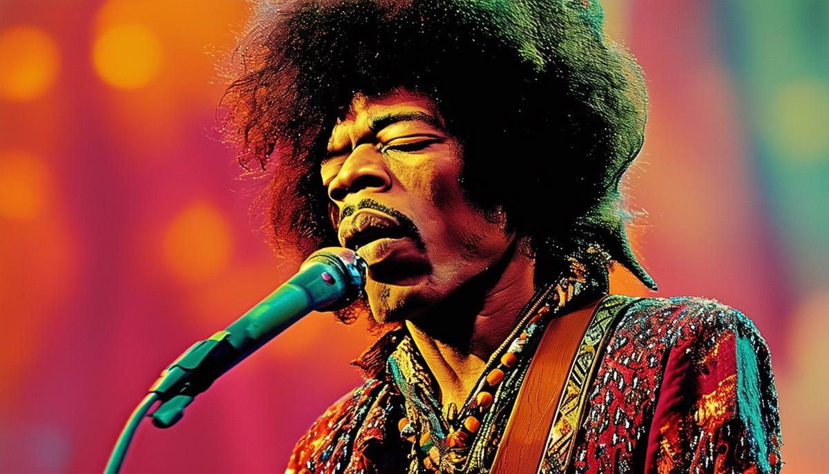 Iconic images of legendary concert photographers from San Francisco, such as Baron Wolman and Jim Marshall, capturing famous musicians like Jimi Hendrix and Janis Joplin.