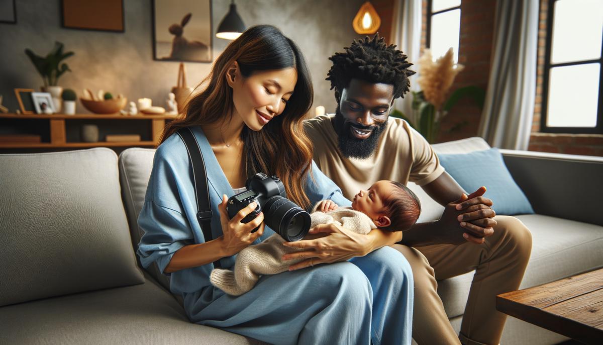 Libby photographing a newborn in a natural home setting