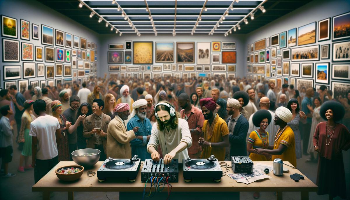 A lively community pop-up event at Bread and Salt, featuring photography exhibitions and a DJ set