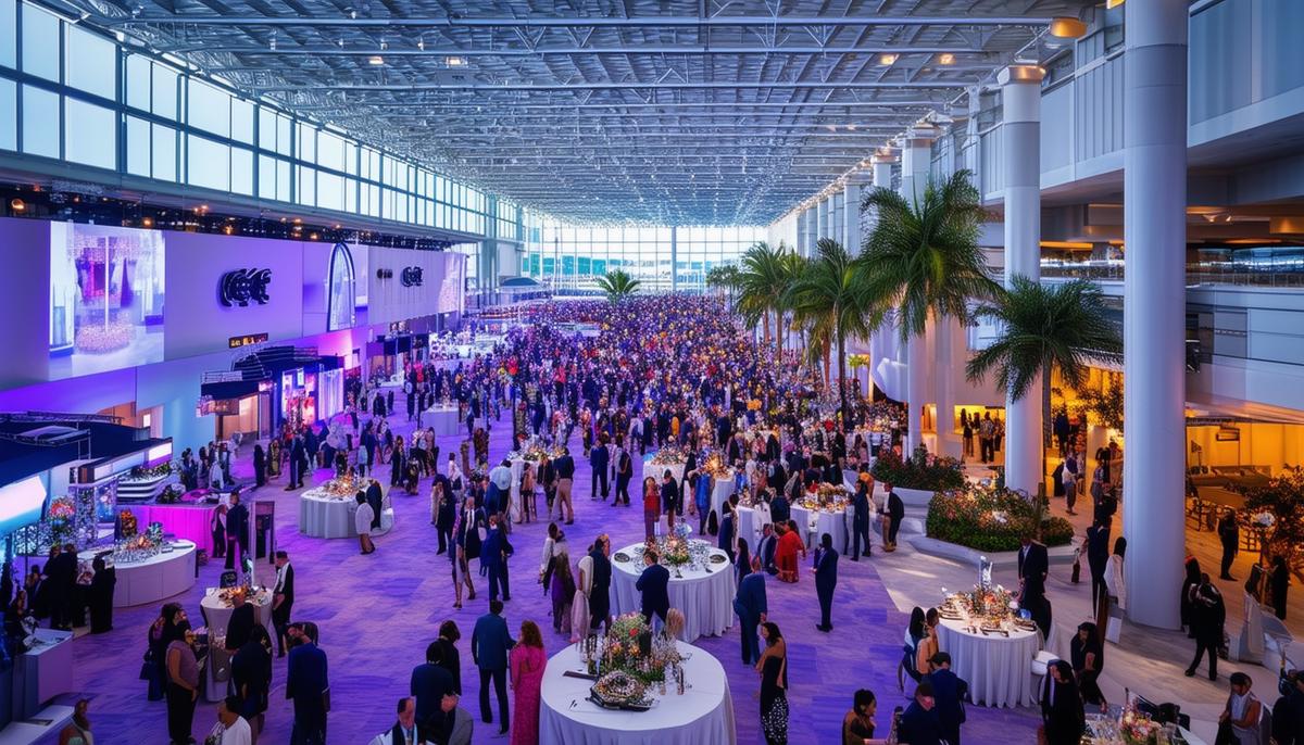 The bustling scene of an event at the Miami Beach Convention Center