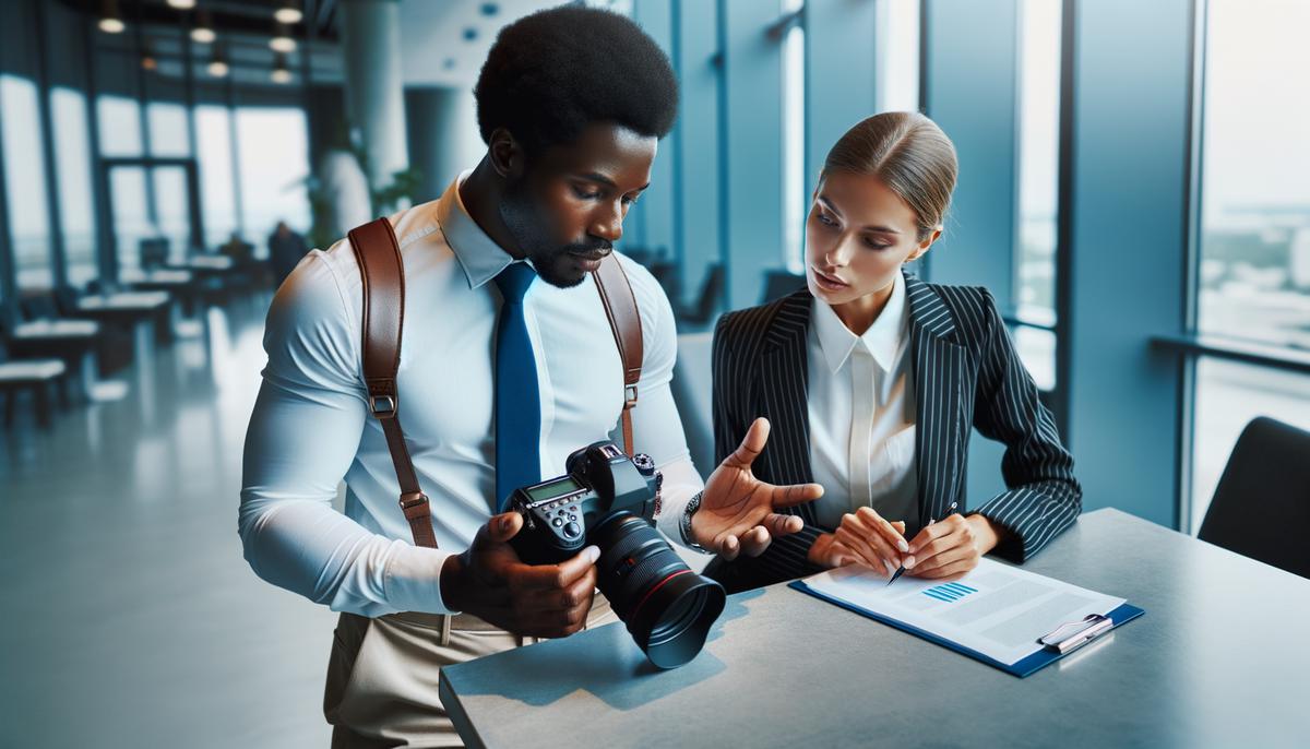 A Miami conference photographer having a consultation with an event organizer client