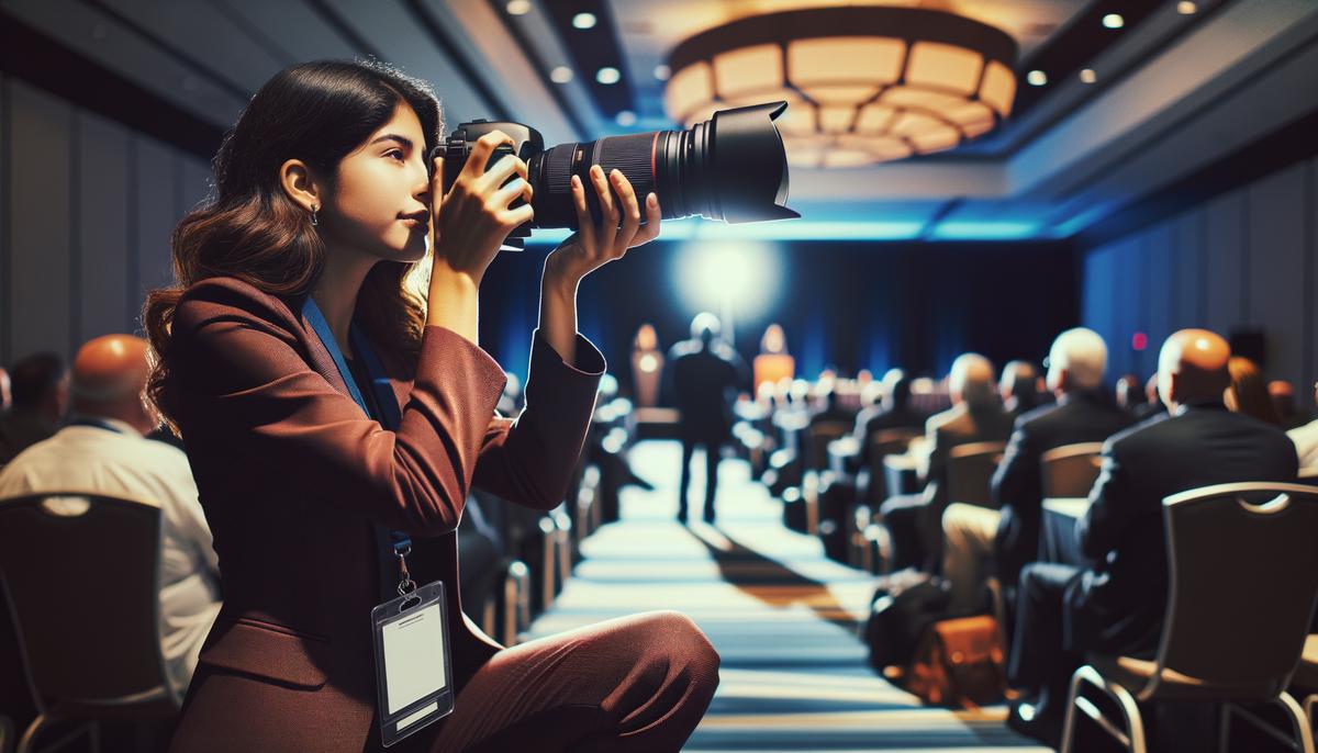A skilled Miami event photographer capturing a creative angled shot at an event