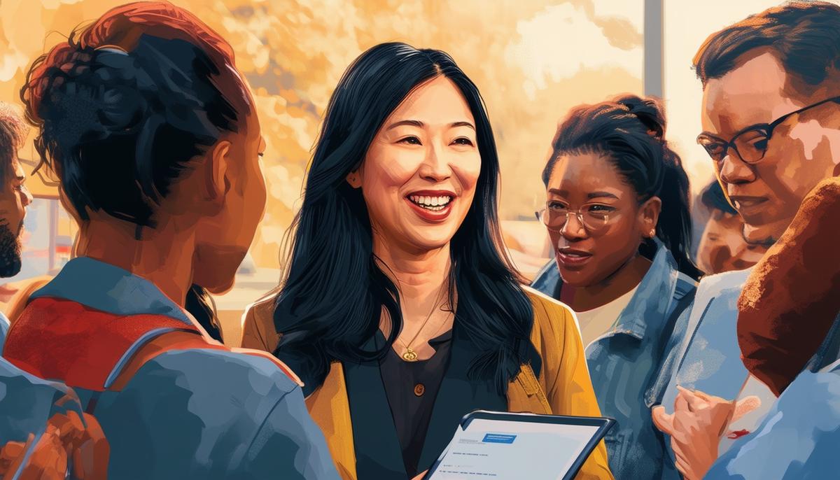 Michelle Wu engaging with voters during a Souls to the Polls event