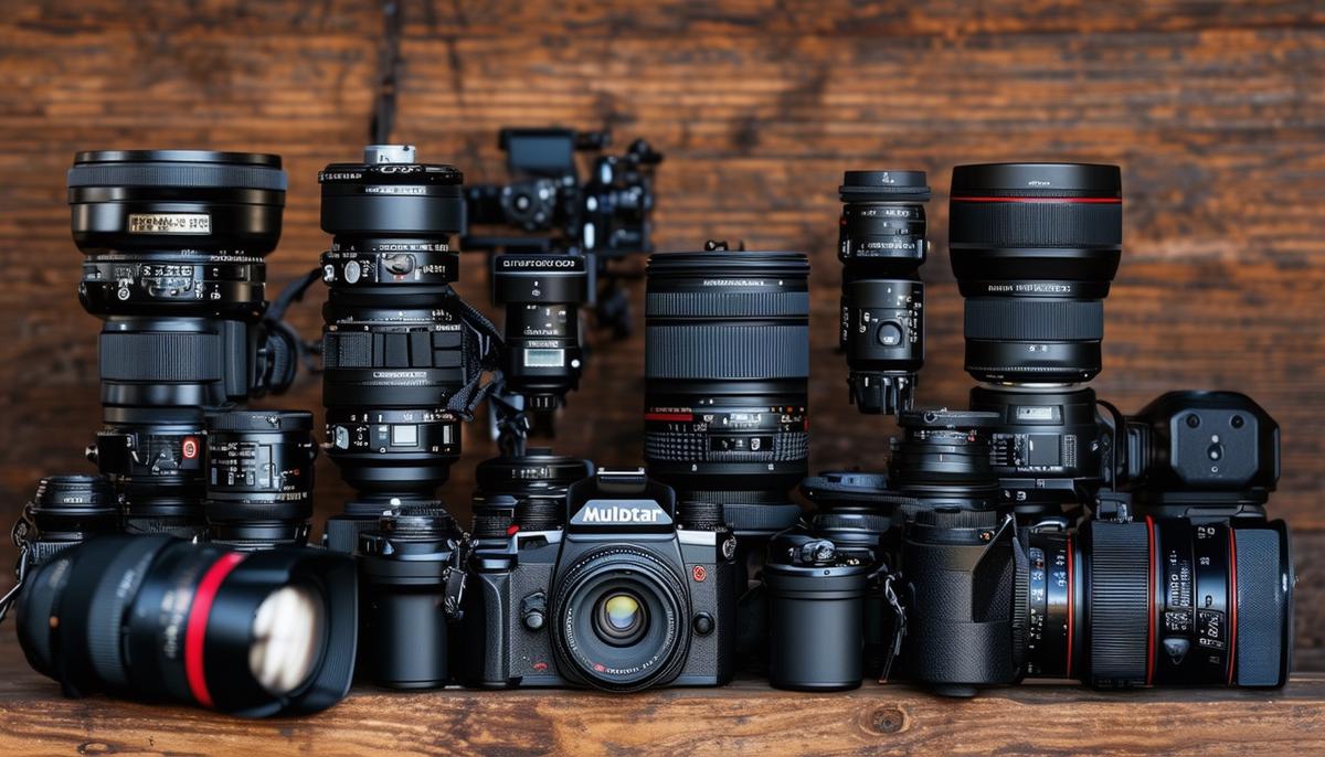 A collection of professional camera gear representing different rental packages available in Minneapolis