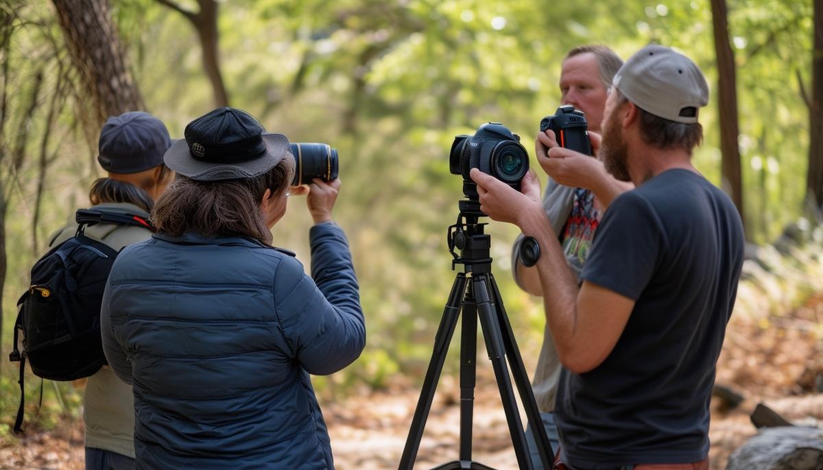 Photographers learning techniques during an outdoor MSPF workshop