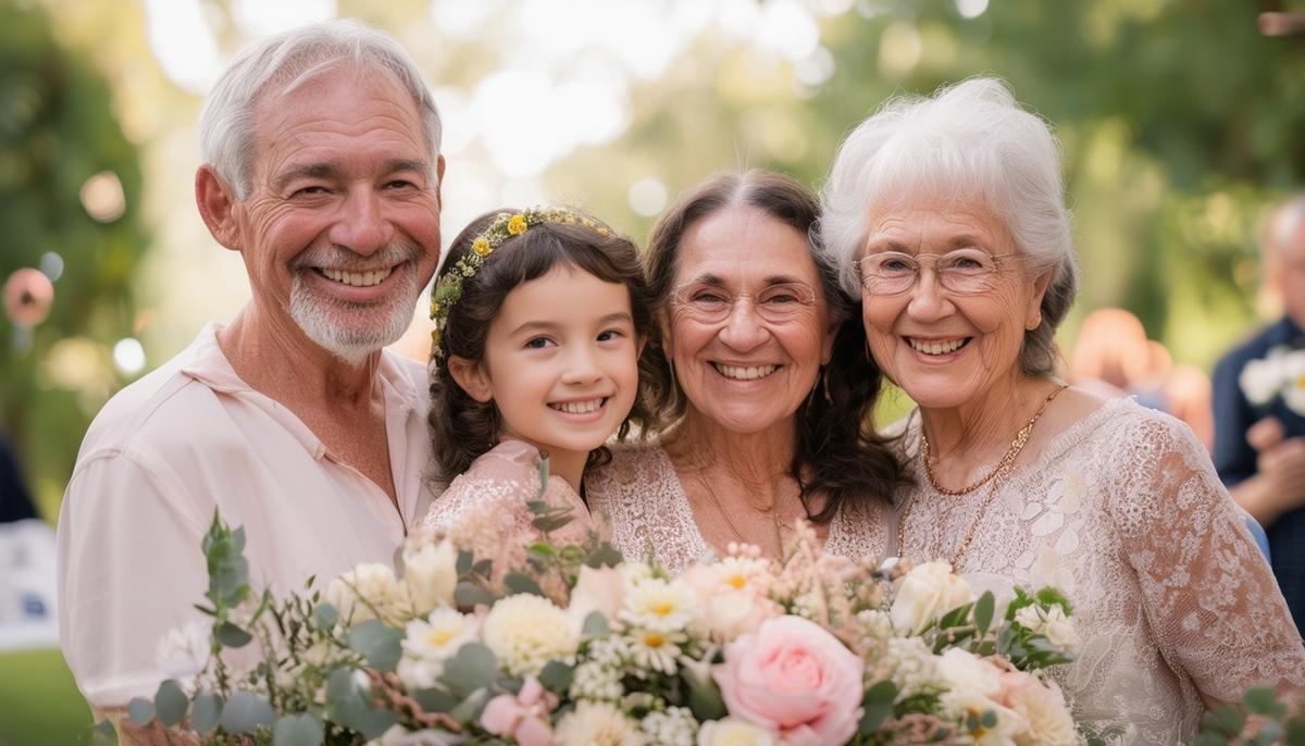A joyful multi-generational family celebration capturing a significant milestone