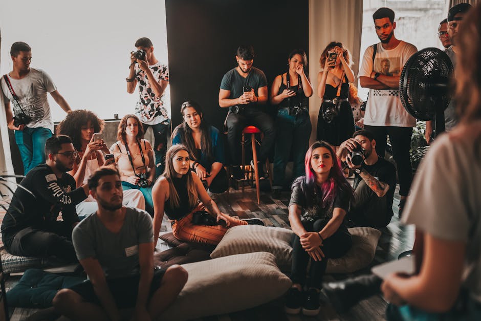 A group of photographers attending a workshop at Mystic Seminars in Portland