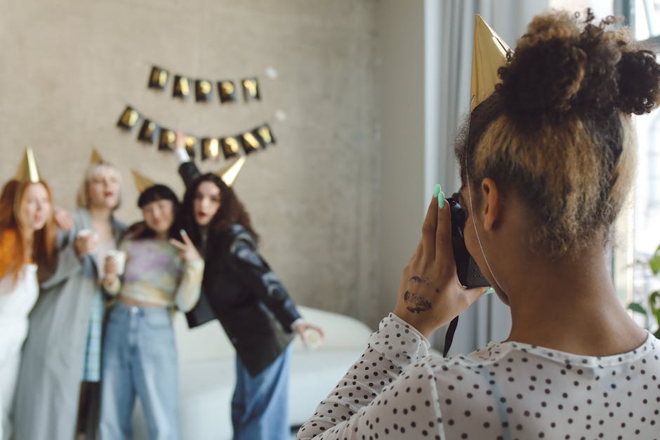 A collage of photography services offered at a birthday party