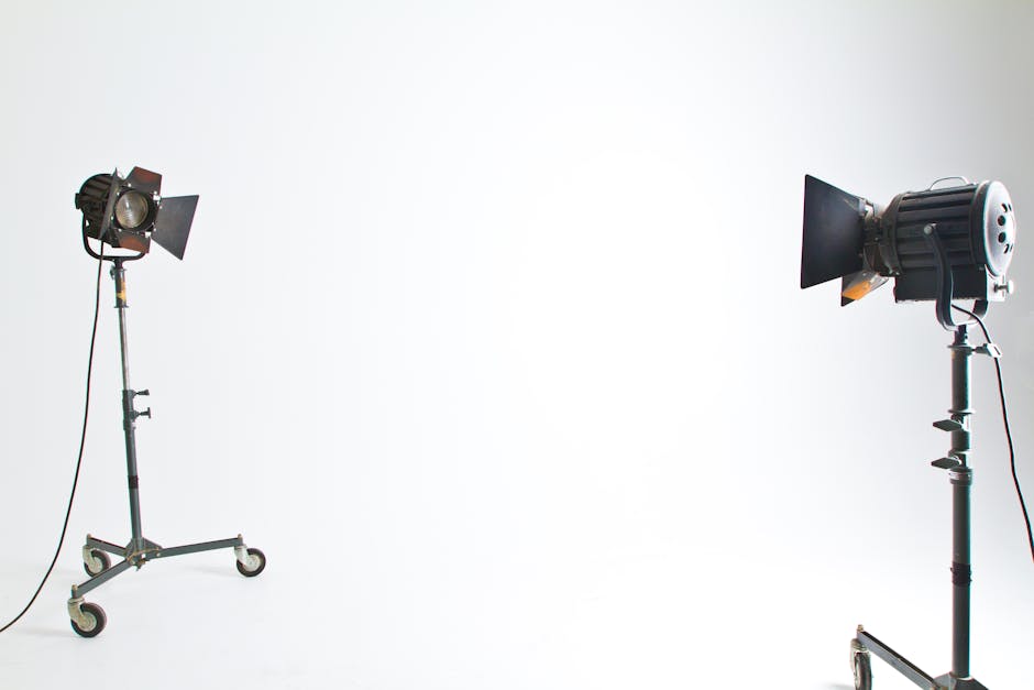 A collage of various photography studio amenities in Nashville, including lighting equipment, backdrops, and a cyclorama wall