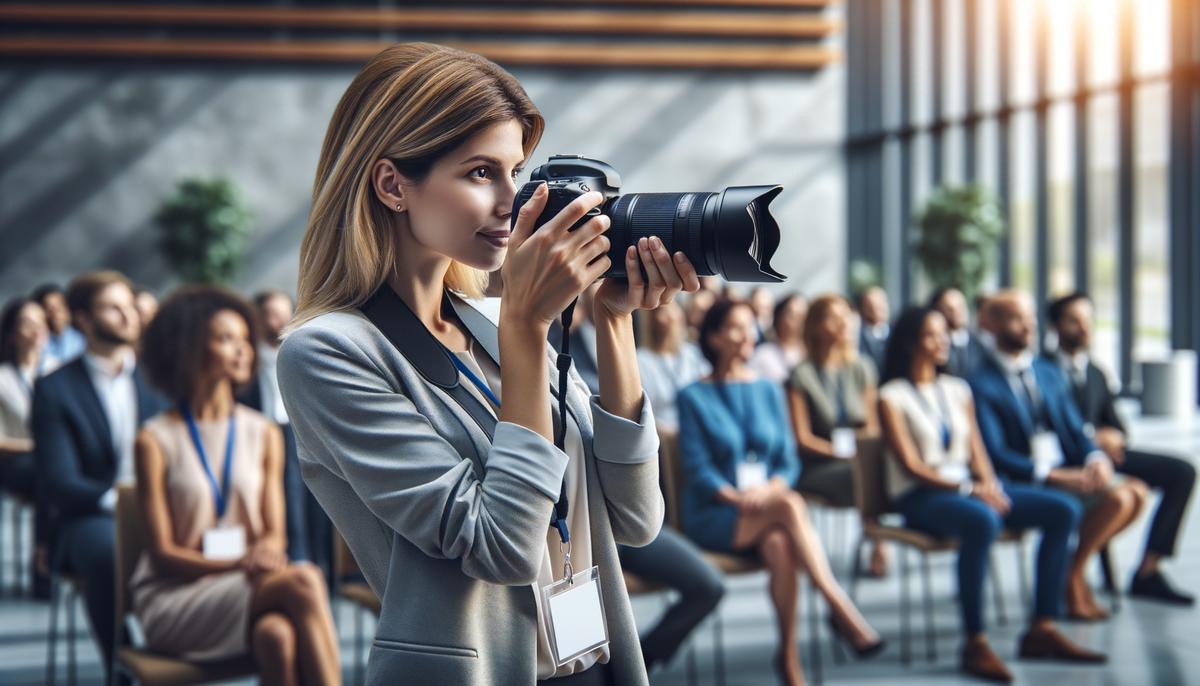 Natalie Roberson photographing a corporate event in Dallas