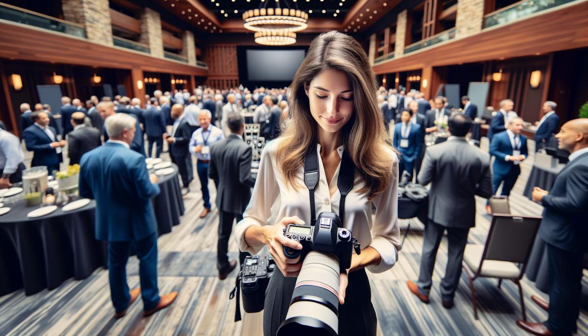 Natalie Roberson photographing a corporate event in Dallas