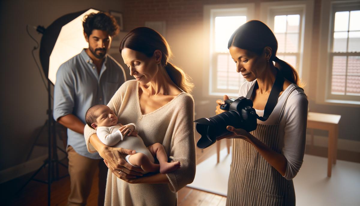 Natasha Sewell photographing a newborn baby in a home setting