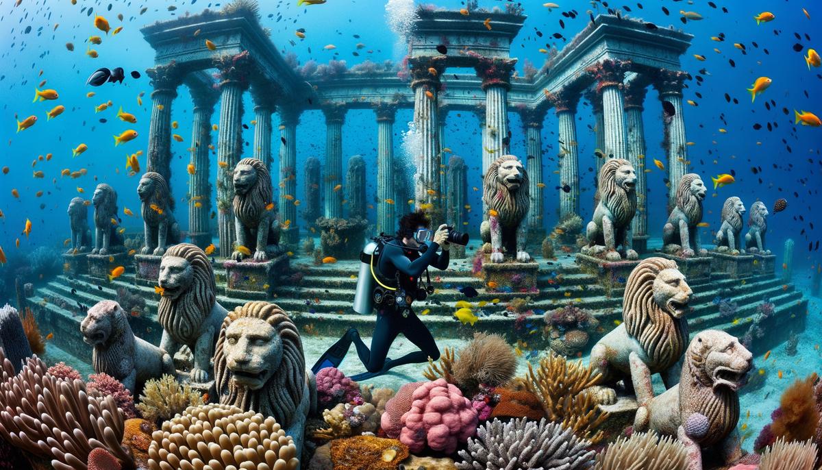 An underwater photographer captures the sculptural features and marine life at the Neptune Memorial Reef in Miami, showcasing the unique blend of art and ecology.