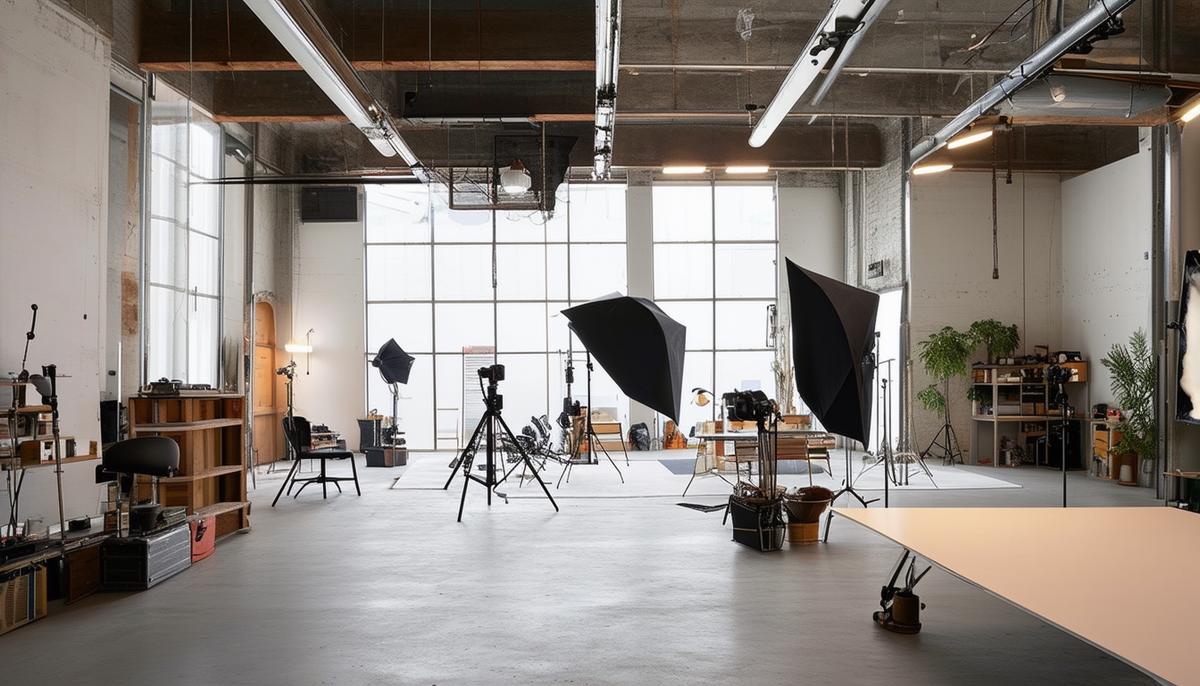 Interior view of Neu Neu studio, showing its spacious two-story layout and versatile shooting areas