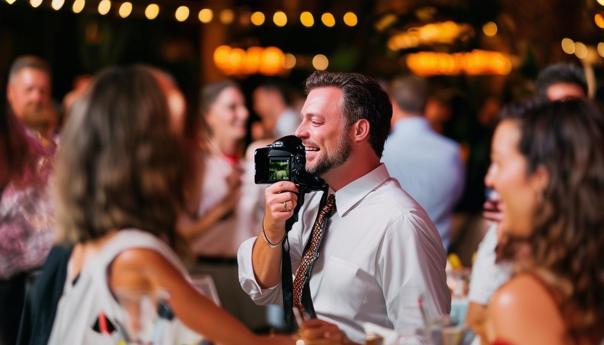 A New Orleans event photographer capturing a lively corporate event