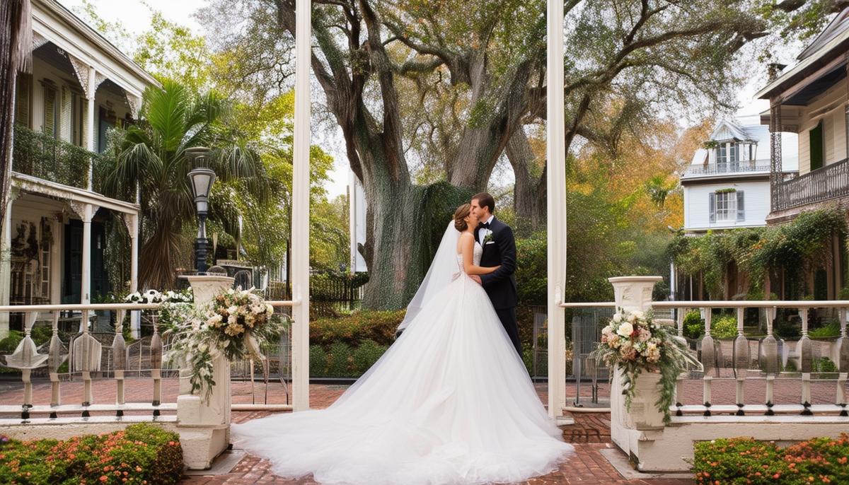 Four distinct wedding scenes representing each season in New Orleans