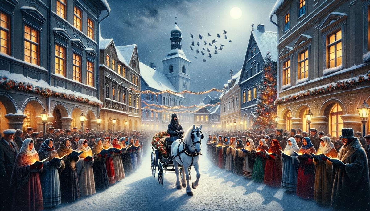 A charming scene from Northfield's Winter Walk with horse-drawn sleigh rides and carolers