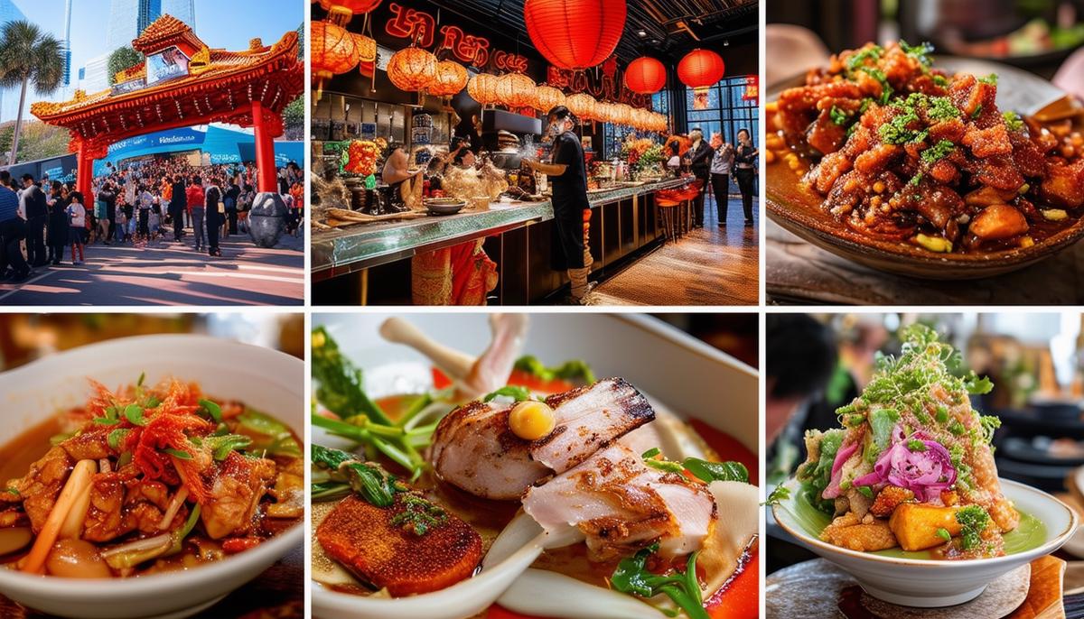A collage of images from notable Houston food events, such as Comicpalooza, Lunar New Year celebration, Asia Society Texas events, and AAPI Heritage Month festivities. The case studies showcase how skilled photographers handle varying challenges and environments, employing creative techniques to deliver stunning visuals that elevate the culinary experiences.
