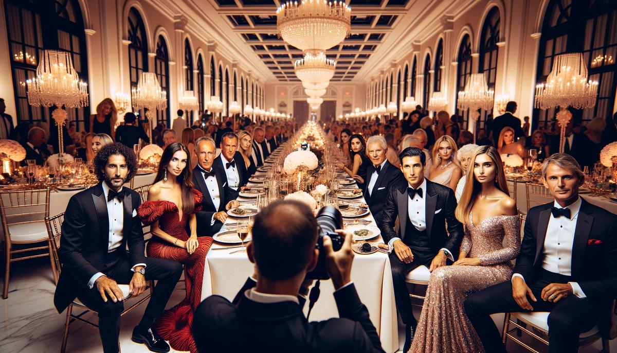 A Palm Beach photographer capturing a gala dinner event with elegant guests in the foreground