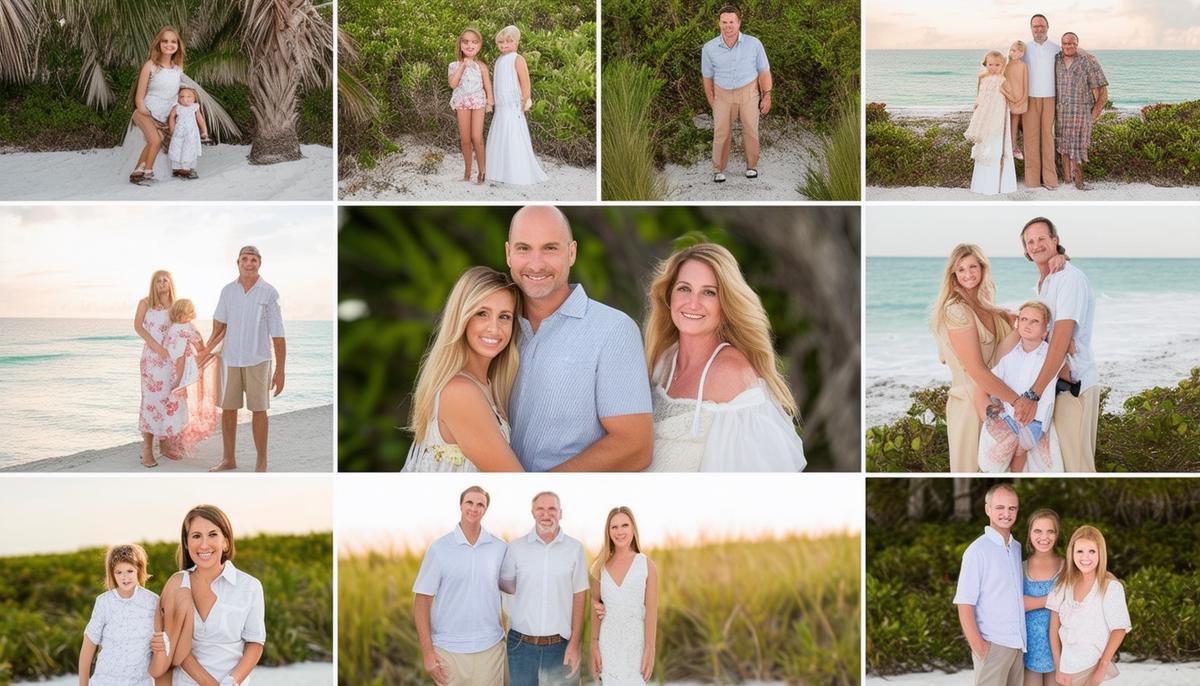 A collage of sample family portraits taken by different Palm Beach photographers