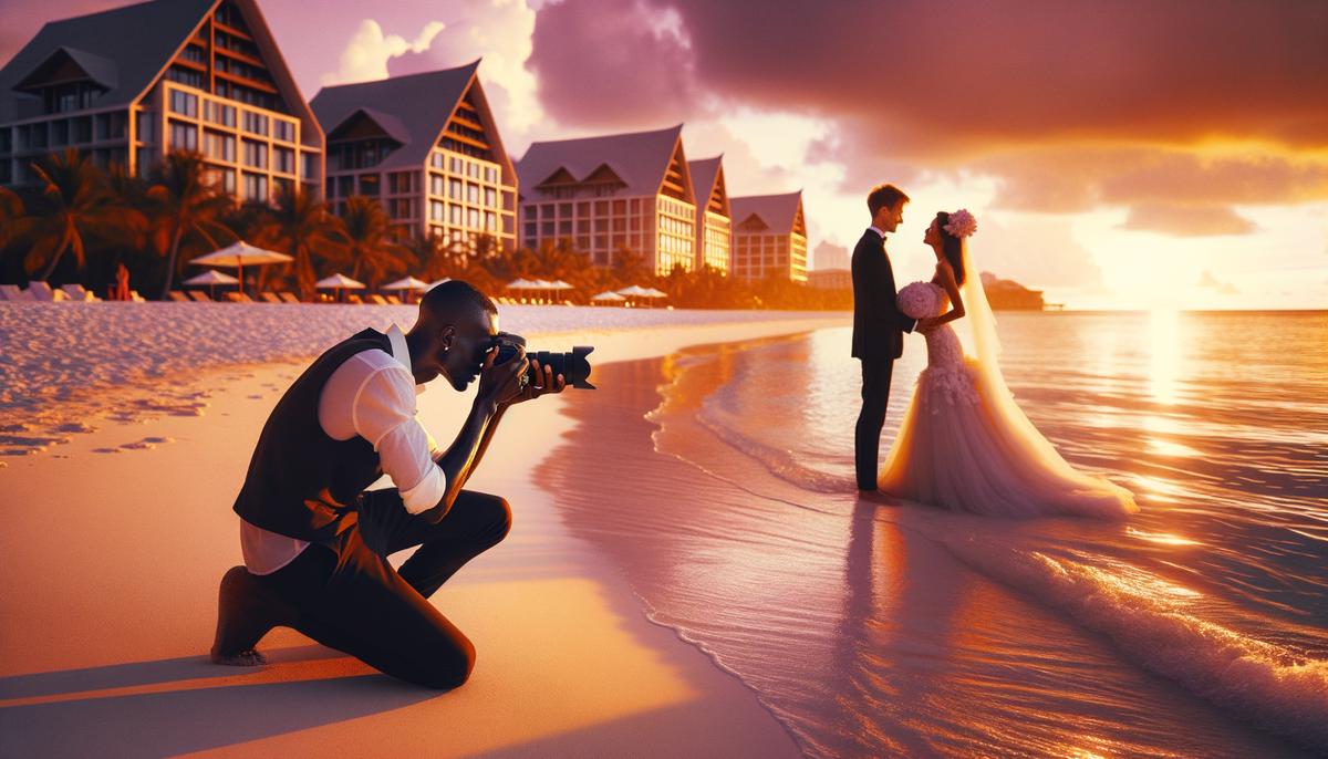 A Palm Beach wedding photographer capturing a couple on the beach at sunset