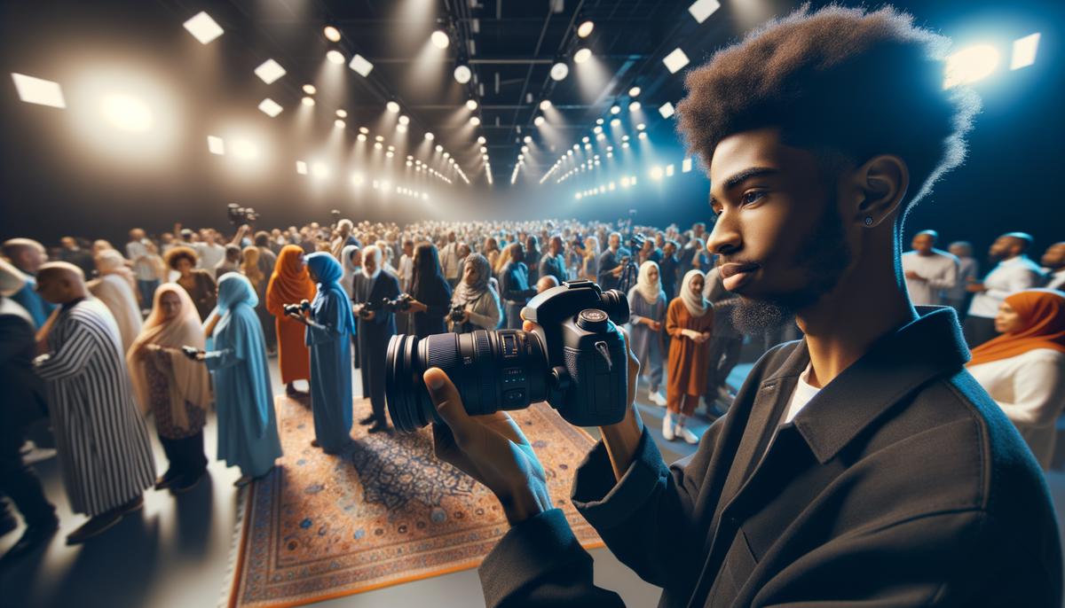 A photographer adjusting camera settings at an Atlanta event