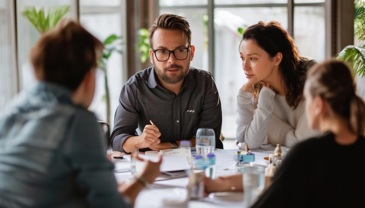 An event photographer and their client have a meeting to discuss shot lists, ideas and goals for an upcoming event in order to ensure good communication and collaboration.