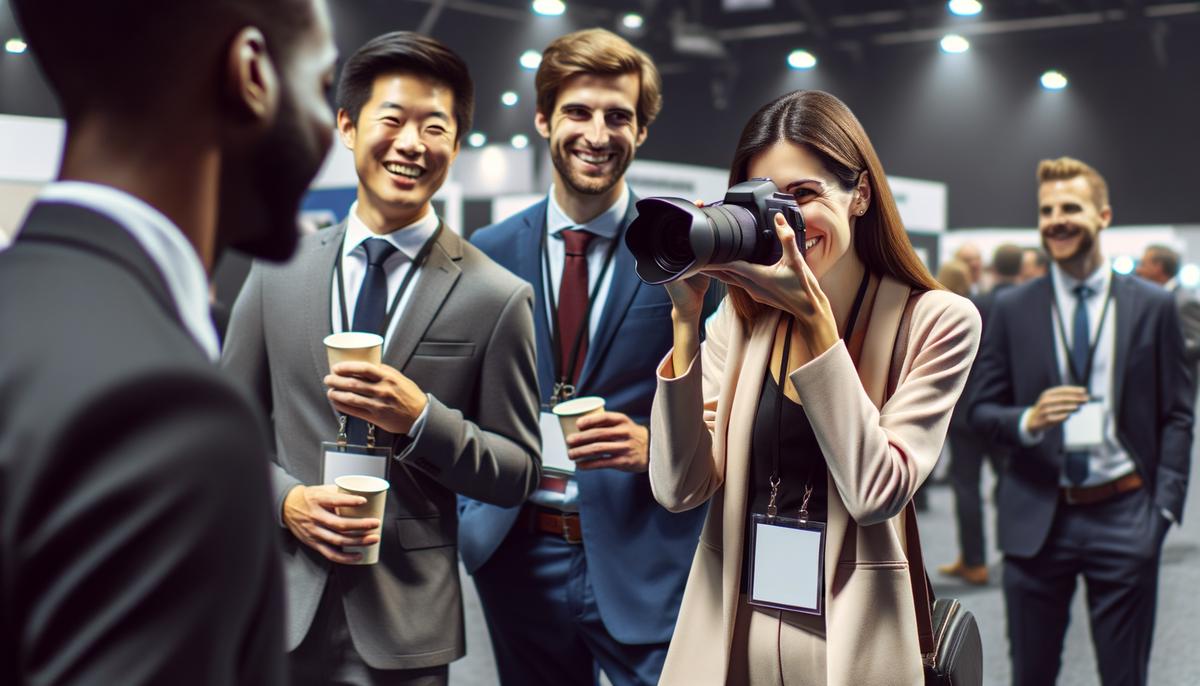 An event photographer skillfully captures candid moments of attendee interactions and engagement at a corporate event.