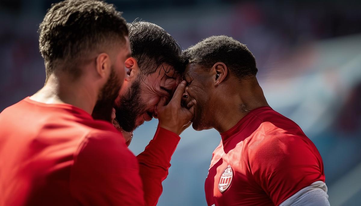 A sports photographer capturing an emotional moment between athletes