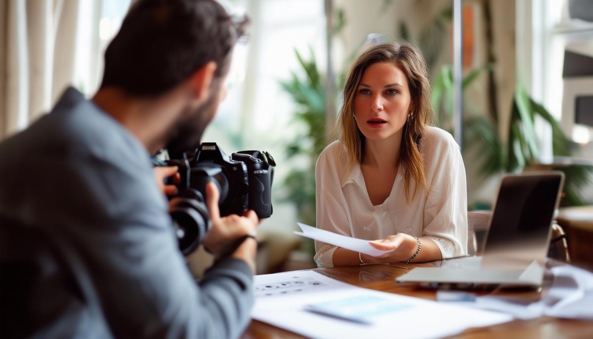 A photographer discussing pricing with a client