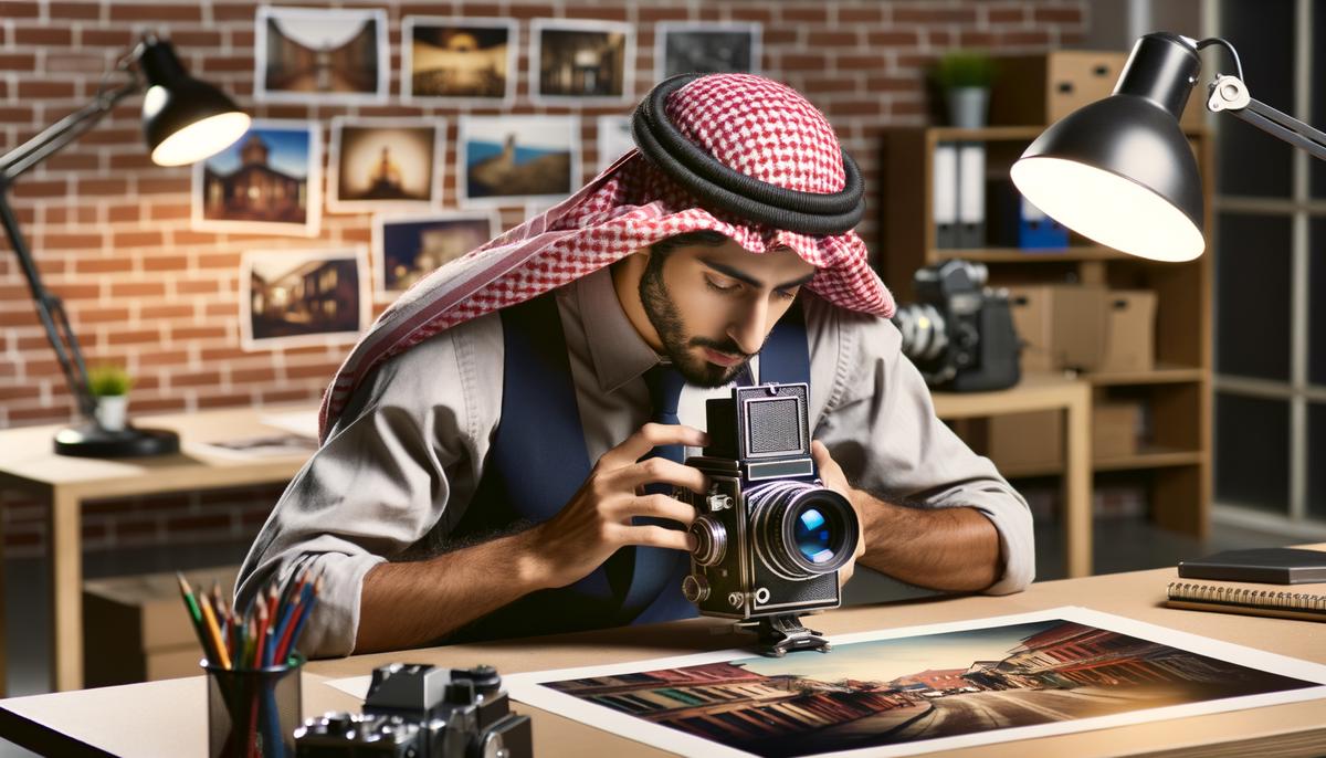 Photographer Alex Demyan working on a fine art photograph in a studio setting