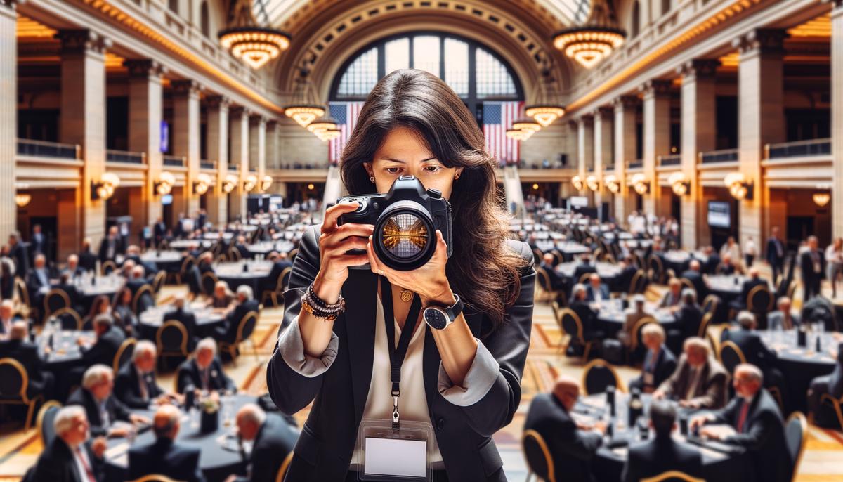 An experienced event photographer working at Union Station in Denver
