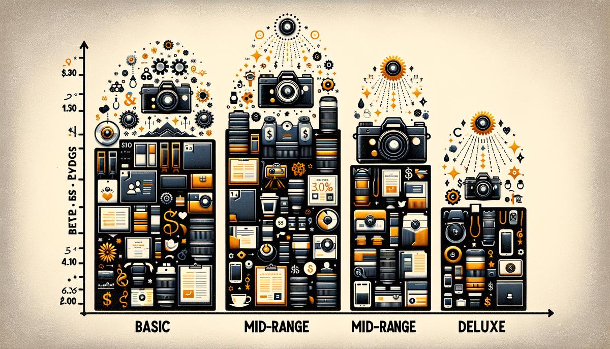 A visual chart comparing different photography packages, from basic to deluxe