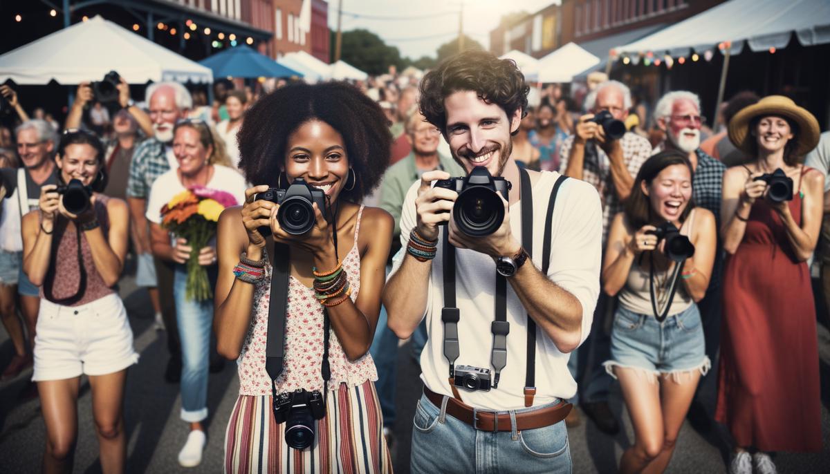 Modern event photographers Traci and Steve capturing a lively community celebration in Pine Bluff